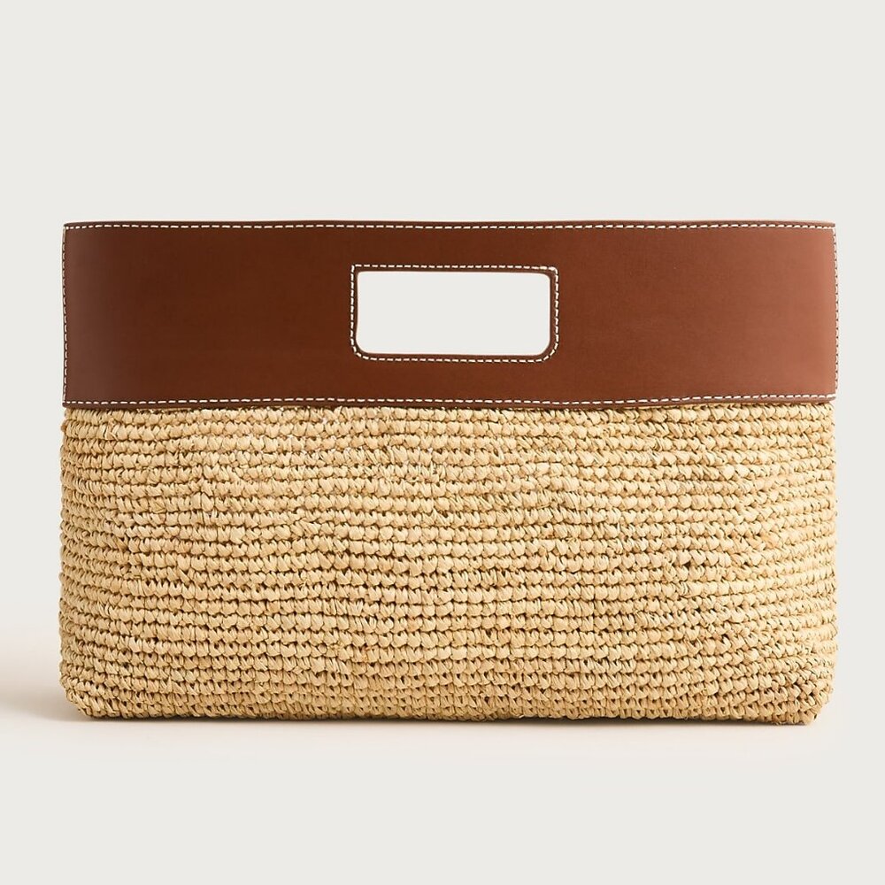 NEW J.Crew Handknotted Raffia Rectangular Clutch … - image 1
